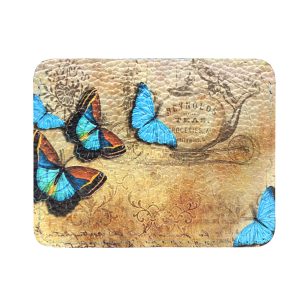 Кардхолдер с принтом Eshemoda “Голубые бабочки”, натуральная кожа, цвет синий