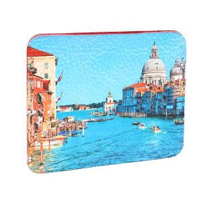 Кардхолдер с принтом Eshemoda “Венеция. Центральный канал”, натуральная кожа, цвет красный