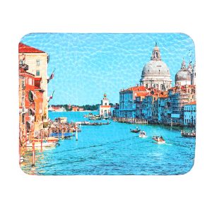 Кардхолдер с принтом Eshemoda “Венеция. Центральный канал”, натуральная кожа, цвет красный