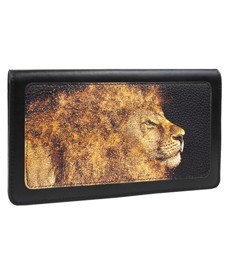 Big Travel с принтом Eshemoda “Золотой лев” натуральная кожа, цвет черный