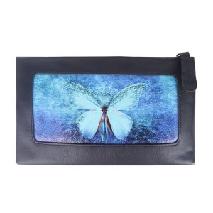 Сумка кросс-боди с принтом  Eshemoda “Бабочка кружево”, натуральная кожа, цвет синий