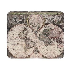 Кардхолдер с принтом Eshemoda “Карта глобус”, натуральная кожа, цвет черный