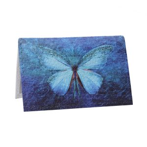 Обложка для 2-х карточек с принтом Eshemoda “Бабочка кружево”, натуральная кожа