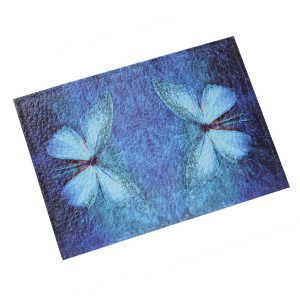 Обложка для 2-х карточек с принтом Eshemoda “Бабочка кружево”, натуральная кожа