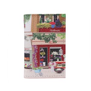 Обложка для 2-х карточек с принтом Eshemoda “Улица в цветах”, натуральная кожа