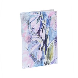 Обложка для 2-х карточек с принтом Eshemoda “Дивный сад”, натуральная кожа