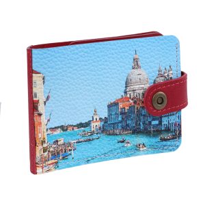 Портмоне Slim с принтом Eshemoda “Венеция. Центральный канал”, натуральная кожа, цвет красный