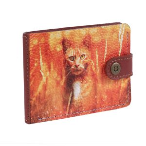 Портмоне Slim с принтом Eshemoda “Рыжий кот”, натуральная кожа, цвет терракотовый