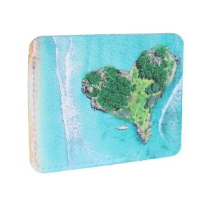 Кардхолдер с принтом Eshemoda “Остров сердце”, натуральная кожа, цвет бирюзовый