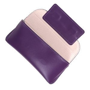 Футляр для очков с принтом Eshemoda «Лиловый букет», натуральная кожа, фиолетовый